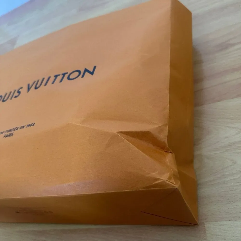 LV Louis Vuitton Paper Shopping Bag - orange large, 18.75